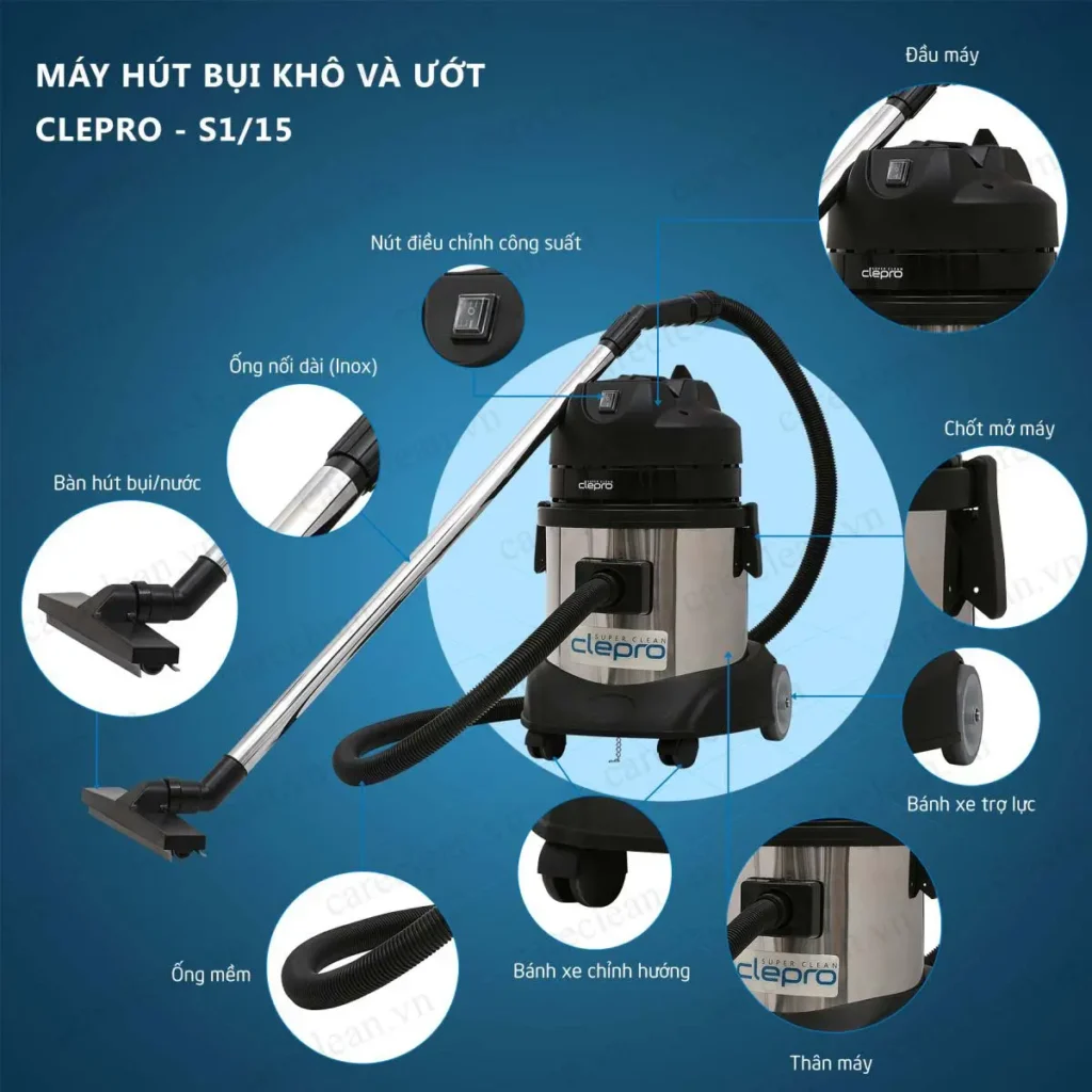 Máy hút bụi khô - ướt CLEPRO S1/15 tại ROC 
