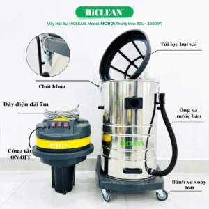 Máy hút bụi Hiclean HC80 bao gồm phụ kiện đi kèm