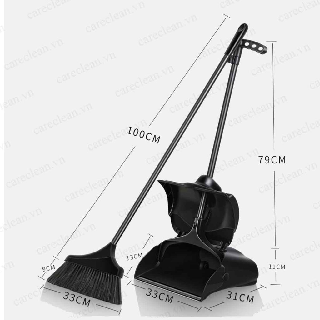 Ky hốt rác có nắp C-019 kèm chổi nhựa