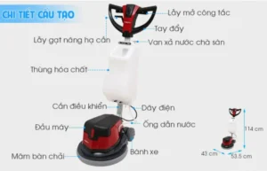 Cấu tạo máy chà sàn đơn Clepro CS17R
