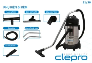 Máy hút bụi Clepro S1/30 bao gồm phụ kiện đi kèm