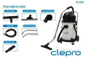 Máy hút bụi Clepro P3/60 bao gồm phụ kiện đi kèm