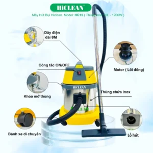 Chi tiết máy hút bụi công nghiệp Hiclean HC15