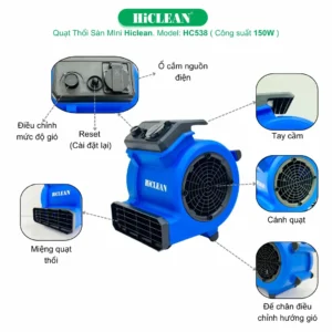 Quạt thổi sàn mini Hiclean HC538 chi tiết về máy thổi