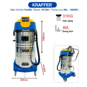 Máy hút bụi công nghiệp Kraffer KF380 với kích thước ứng dụng đa dạng