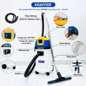 Chi tiết sử dụng máy hút bụi công nghiệp Kraffer KF130