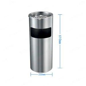 Thùng rác inox gạt tàn 25x61cm kích thước tại ROC