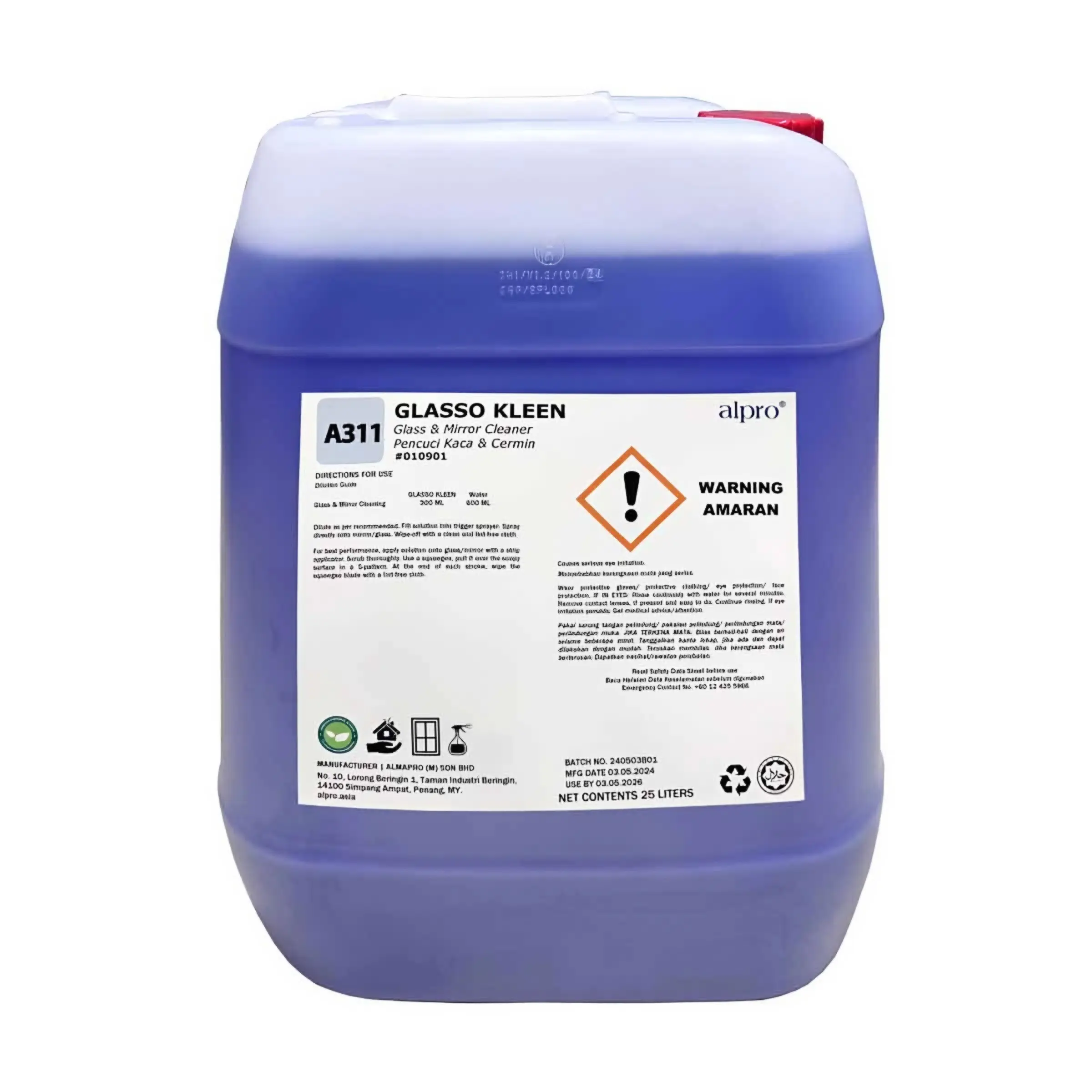 Dung dịch vệ sinh kính Alpro A311 Glasso Kleen - Can 25L