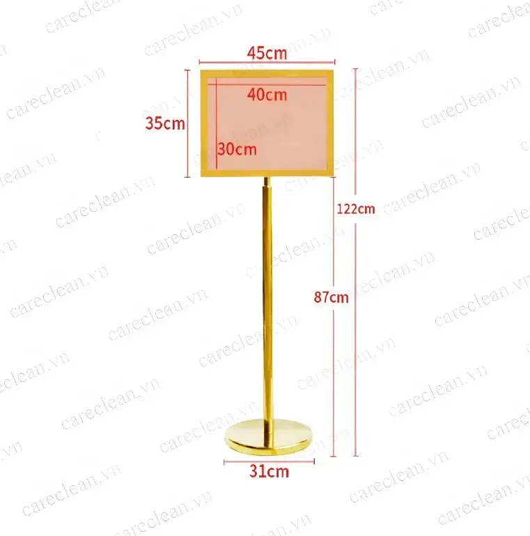 Bảng chỉ dẫn A4 inox mạ vàng kích thước tại ROC