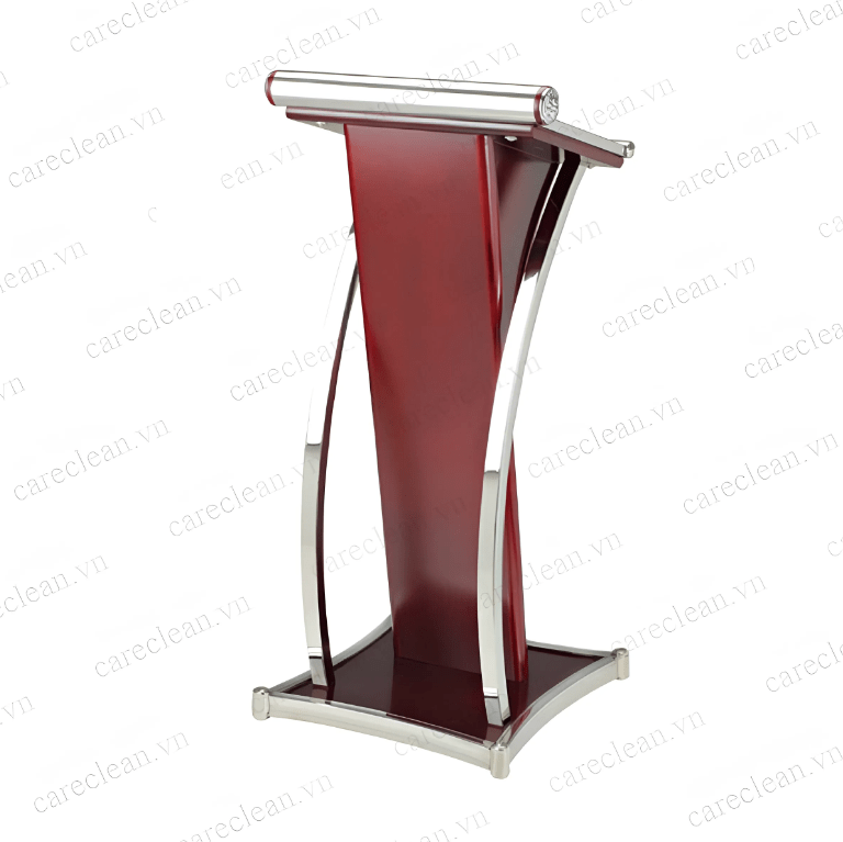 Bục phát biểu inox thân bằng gỗ