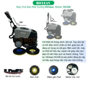 Máy chà sàn liên hợp nhà xưởng HiClean HC430 phụ kiện đi kèm
