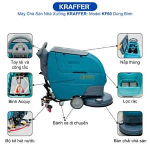 Máy chà sàn nhà xưởng KRAFFER KF60 dùng bình chi tiết