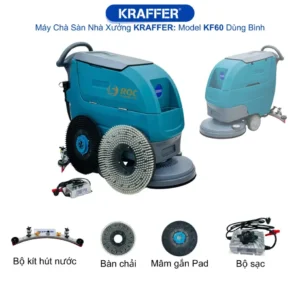 Máy chà sàn nhà xưởng KRAFFER KF60 dùng bình phụ kiện đi kèm