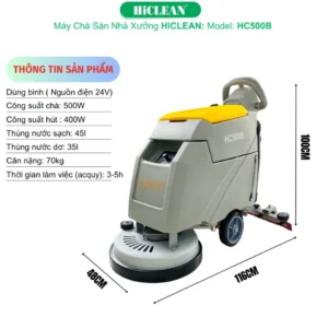 Máy chà sàn nhà xưởng HiClean HC500B chức năng