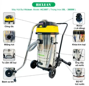 Chi tiết máy hút bụi công nghiệp HiClean HC380T